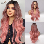 EASIHAIR Pruunid Platinum Ombre s&uuml;nteetilised parukad naistele, pikkade valgete naturaalsete juustega keha lainelised parukad Cosplay naiste parukas Kuumakindel