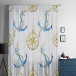 Ilus akvarell-ankurkardin elutuppa Moodsad Voile t&uuml;lli aknakardinad magamistoa k&ouml;&ouml;gi kardinad 135W x 114H(cm)