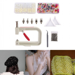 K&auml;sitsi helmeste seadistusmasin, press, t&ouml;&ouml;riist, naelad, needipoldid, isetegemise k&auml;siraamat White Beige Multi