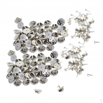 100 komplekti Butterfly Clutch messingist metallist tihvtide seljahoidja koos 8 tihvtiga t&uuml;hja tihvtiga rev&auml;&auml;ri jaoks