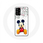 Coque pour Samsung Galaxy A13 4G / A13 4G Lite Mickey Mouse Fleurs C&oelig;urs