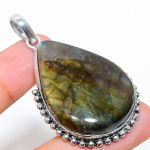 Natural Labradorite Gemstone Handmade 925 Sterling Silver Pendant 2.13 b5m08