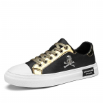 New Summer Men's Casual Sports Shoes leather upper skull small white Shoes Men Sports Shoes solid color flat heel men shoes