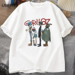 Music Band Gorillaz PUNK ROCK T-s&auml;rk Unisex Naiste suvi 90ndate O-kaelusega Puuvillane L&uuml;hikeste varrukatega T-s&auml;rgid Riided Vintage Y2K Clothing Tee 4XL
