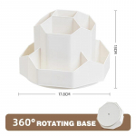 Kosmeetikatoodete organiseerimiskarp 360 kraadi p&ouml;&ouml;rleva meigipintsli &uuml;mbrise hoidja huulepulga hoidja kulmupliiatsi hoiutoru valge