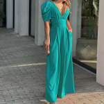 IHUASU S&uuml;gisene l&uuml;hikeste varrukatega naiste mood elegantne suure suurusega laia jalaga kombinesoon XL roheline