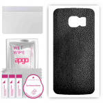 apgo Protective Skin Sticker for the back compatible with Samsung Galaxy S6 G920, Wrap Film, Foil, Vinyl - Pattern Black Leather