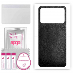 apgo Protective Skin Sticker for the back compatible with Poco X5 5G, Wrap Film, Foil, Vinyl - Pattern Black Leather