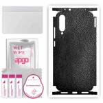 apgo Protective Skin Sticker for the back+sides compatible with Xiaomi Mi A3, Full Wrap Film, Foil, Vinyl - Pattern Black Leather