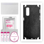 apgo Protective Skin Sticker for the back+sides compatible with Realme Narzo 30, Full Wrap Film, Foil, Vinyl - Pattern Black Leather