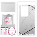 apgo Protective Skin Sticker for the back+sides compatible with Oppo Reno8 Pro+, Full Wrap Film, Foil, Vinyl - Pattern White Marble
