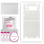 apgo Protective Skin Sticker for the back+sides compatible with Samsung Galaxy Z Flip 3, Full Wrap Film, Foil, Vinyl - Pattern White Fabric