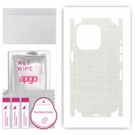 apgo Protective Skin Sticker for the back+sides compatible with Apple iPhone 14 Pro, Full Wrap Film, Foil, Vinyl - Pattern White Fabric