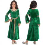 T&uuml;drukute keskaegne printsessi kost&uuml;&uuml;m, renessansi kost&uuml;&uuml;m, r&uuml;&uuml; Retro kleit, kleit Halloweeni cosplay jaoks 7-8 Years roheline