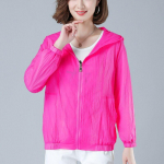 WTEMPO New Women's Jackets Coats Windbreaker Sun Protection Zipper Thin Jacket Summer Women Clothing M roosa