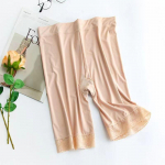 Naiste turvap&uuml;ksid suures suuruses suvised k&otilde;rge v&ouml;&ouml;kohaga &otilde;mblusteta j&auml;&auml;siidist poistep&uuml;ksid alusp&uuml;ksid seksikad pitsist h&otilde;&otilde;rumisvastased alusseelikud bokserid naistele 5XL beež