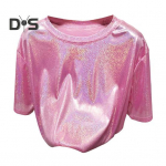 Naiste Performance T-s&auml;rk &Uuml;markaelusega l&uuml;hikeste varrukatega, avara kehaehitusega s&auml;delev helkurs&auml;rk T-s&auml;rk peo tantsupullover kuldne