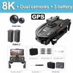 V168 Drone 4k 5G WiFi FPV koos professionaalse 8K GPS HD kaameraga lainurk takistusteta harjadeta v&auml;ltimine Quadrotor Optical Flow RC 8K GPS 2 battery must