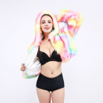 Kunstkarusnahast mantel Fox karusnahast naiste cosplay Halloween j&otilde;ulud V&auml;rvilised LED tuled L&uuml;hike mantel naiste cosplay mantel S mitmev&auml;rviline