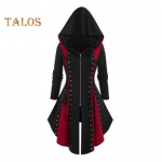 Naiste Cosplay-kleit Gooti v&auml;rviga sobiv pitsrihm Ebaregulaarne &auml;&auml;ris kapuutsiga pikkade varrukatega, lukuga, festivalil Halloweeni midi kleit M must