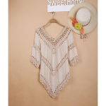 Naiste kootud lapiga &otilde;&otilde;nsad kattekleidid ujumistrikoo Beach Coverup rannaseelik One Size valge