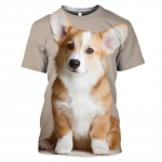 Lemmikloom armas Welsh Corgi 3D Prinditud Pembroke Koer Baby Kutsikas Ts&auml;rk Suvine Naiste Meeste T-s&auml;rk Hip Hop Pullover L&uuml;hikeste varrukatega S valge