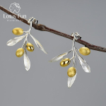 Lotus Fun Oliivilehtede Oks Viljad Ebatavalised K&otilde;rvar&otilde;ngad Naistele 925 Sterling H&otilde;be Statement Pulmad Ehted Trend Uus white