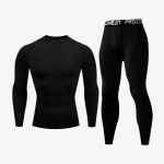 Spordi&uuml;likond, uued meeste kompressiooniga jooksukomplektid, hingavad tihedad treeningkorvpall Rashguard spordidress, meeste 2-osaline komplekt, riided M must