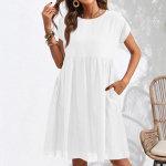 Naiste suvekleidid, l&uuml;hikeste varrukatega linased vabaaja T-s&auml;rgikleidid, kiik-randakleidid, taskutega suvekleidid M