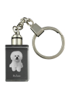 Bichon Frise, Bichon Tenerife, Bichon a poil frise - Crystal key ring with dog photo, illuminated key ring, unique gift by Art-Dog brand puhas