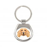 English Cocker Spaniel - geometric keychain with a photo and the inscription Art-Dog