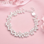 925 h&otilde;bedast kaherealine j&auml;&auml;tunud helmestega ketiga k&auml;ev&otilde;ru, moodne pulmaehted 20CM