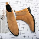 Veinpunased Meeste Chelsea Boots Flock &Uuml;mmarguse varbaga &auml;risaapad madala kontsaga meestele Slip on Men Boots Bots Pour Hommes 2024 48