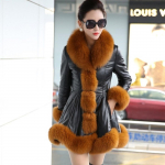 Naiste talvine kunstrebane karusnahast mantel, soe kohev kapuuts, paks mantel Suures suuruses jakk, &otilde;huke istuvus S