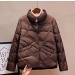 Naiste s&uuml;gis- ja talvine v&auml;ike &uuml;hev&auml;rviline sulejope P&uuml;stkraega &otilde;hukese osaga pikkade varrukatega &otilde;huke jope XS