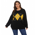 Naiste geomeetrilise mustriga kampsun Mood Tavaline vabaaja pikkade varrukatega preppy stiilis pullover kampsunid One size