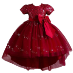 Lastekleidid Printsesskleidid Lillet&uuml;drukute litrid Tutu Show Runway Kleidid T&uuml;drukute seljakleidid 150cm burgundiapunane