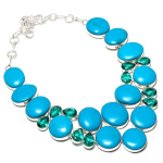 Arizona Turquoise, Diopside 925 Sterling Silver Jewelry Gift Necklace 18 c6u57
