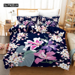 Lilleline tekikott kevadine v&auml;rviline lillemustriga &uuml;heinimesevoodi voodipesukomplekt lastele, teismelistele, t&auml;iskasvanutele, mikrokiust, kaheinimese, queen, king suurus, tekikott EU single(135x200cm)