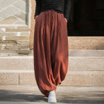 Johnature Naiste vintage pikad p&uuml;ksid elastne v&ouml;&ouml;koht &uuml;hev&auml;rvilised p&uuml;ksid s&uuml;gisv&ouml;&ouml; lahtised Bloomers p&uuml;ksid One Size punane