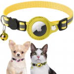 Helkiv lemmiklooma j&auml;lgimiskaelarihm kassile ja koerale, nailonist kellaga ripats, AirTagi hoidikuga rihm, kutsika kadumisvastane kaelarihm, lemmikloomatarbed