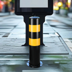 Bollard Parking Barrier for Driveway Security Post in Yellow And Black Traffic Control 50cmx11.4cm