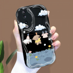 Armas koomiksimustriga kreemjas tekstuuriga korpus Lainelise servaga pehme silikoonkaanega telefoni&uuml;mbris Huawei Honor Infinix Tecno iPhone'i jaoks Tecno Spark 20P must