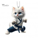 Kung Fu kassi rippuv kaunistus Kodu siseruumides j&otilde;ulupuu auto tahavaatepeegel 2D lame akr&uuml;&uuml;list kassipoeg rippuv ornament Multifilm loomade ripats oranž