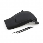 Must mootorratta tagumise poritiiva pikendusseade, mis pakub t&otilde;husat kaitset pritsmetega porikaitsega