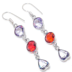 Amethyst, Garnet Handmade 925 Sterling Silver Gift Earring 2.36 v1v26