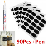 90 tk/komplekt Veekindel V&uuml;rtsimoosipurk Pudelisildid Tahvel Silt Marker Pliiatsisildid Kleebised 90Pcs Sticker&1 Pen
