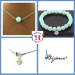 Pierres et Min&eacute;raux. Parure bijoux Bracelet Collier 1 Perle Amazonite 8 mm. Chaine en acier Taille personnalisable.