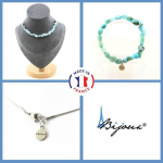 Pierres et Min&eacute;raux. Parure bijoux Bracelet Collier 20 perles Larimar de R&eacute;publique Taille personnalisable.