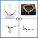 Pierres et Min&eacute;raux. Parure bijoux Bracelet Collier Perles Tourmaline melon d'eau 8 mm. Taille personnalisable.